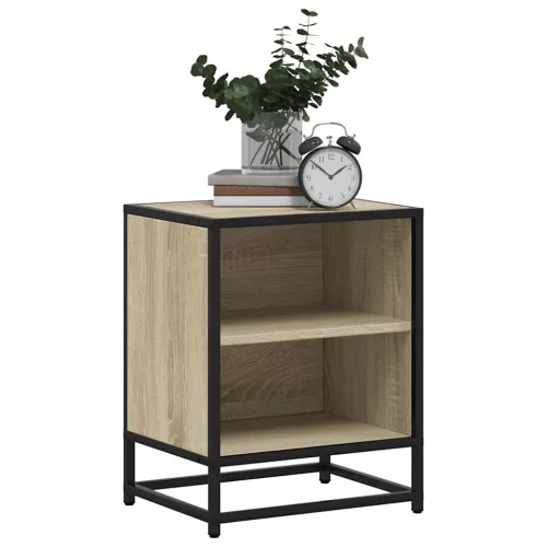 Éjjeliszekrények 2 db Sonoma tölgy 40x31x50 cm Gépi fa és fém