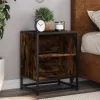 Éjjeliszekrények 2 db füstölt tölgy 40x31x50 cm Gépi fa és fém
