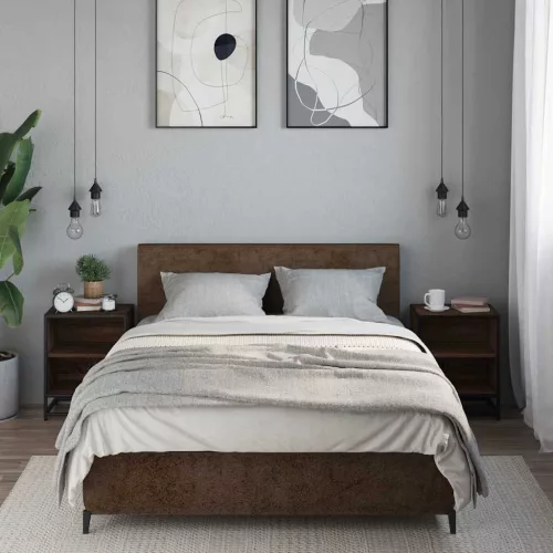 Éjjeliszekrények 2 db barna tölgy 40x31x50 cm műfából és fémből