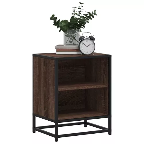 Éjjeliszekrények 2 db barna tölgy 40x31x50 cm műfából és fémből