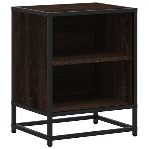 Éjjeliszekrények 2 db barna tölgy 40x31x50 cm műfából és fémből