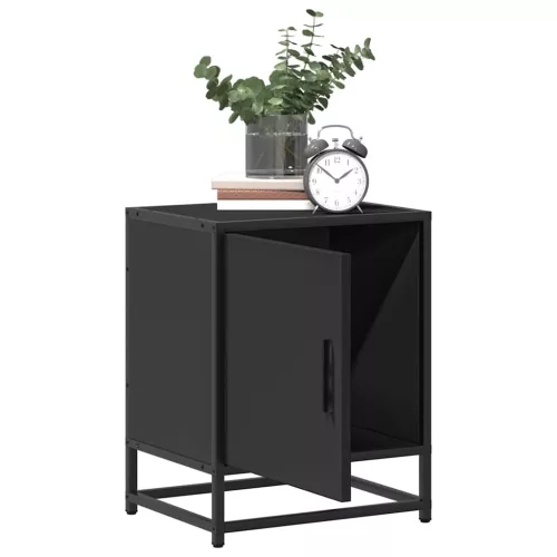 Éjjeliszekrény fekete 40x31x50 cm műfa és fém
