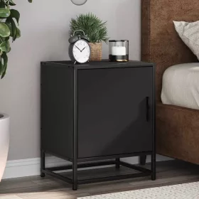   Éjjeliszekrények 2 db Fekete 40x31x50 cm Méretezett fa és fém