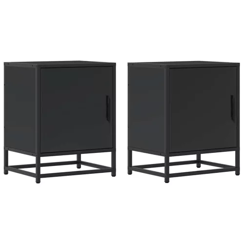 Éjjeliszekrények 2 db Fekete 40x31x50 cm Méretezett fa és fém