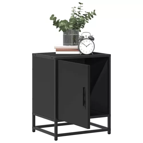 Éjjeliszekrények 2 db Fekete 40x31x50 cm Méretezett fa és fém