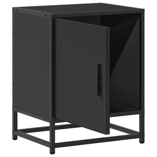 Éjjeliszekrények 2 db Fekete 40x31x50 cm Méretezett fa és fém