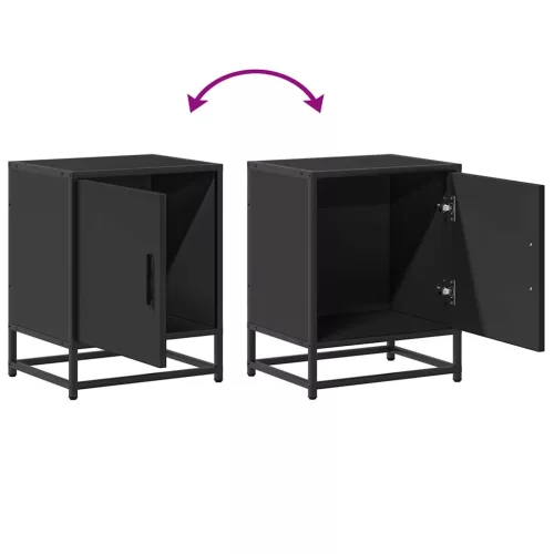 Éjjeliszekrények 2 db Fekete 40x31x50 cm Méretezett fa és fém