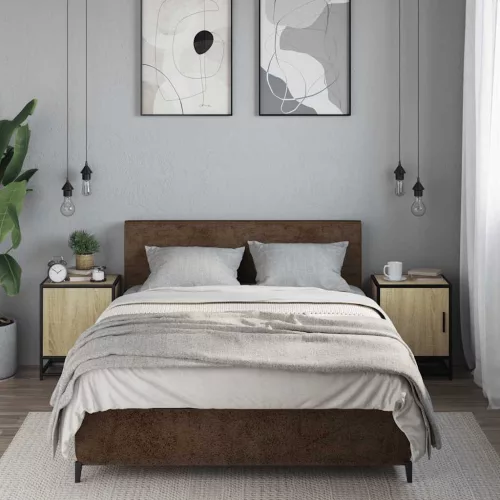 Éjjeliszekrények 2 db Sonoma tölgy 40x31x50 cm Gépi fa és fém