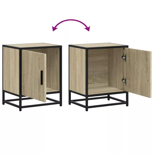Éjjeliszekrények 2 db Sonoma tölgy 40x31x50 cm Gépi fa és fém