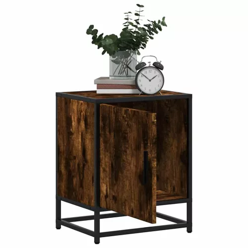 Éjjeliszekrények 2 db füstölt tölgy 40x31x50 cm Gépi fa és fém