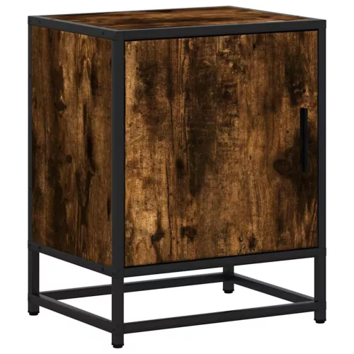 Éjjeliszekrények 2 db füstölt tölgy 40x31x50 cm Gépi fa és fém