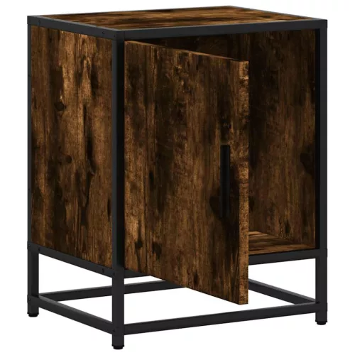 Éjjeliszekrények 2 db füstölt tölgy 40x31x50 cm Gépi fa és fém