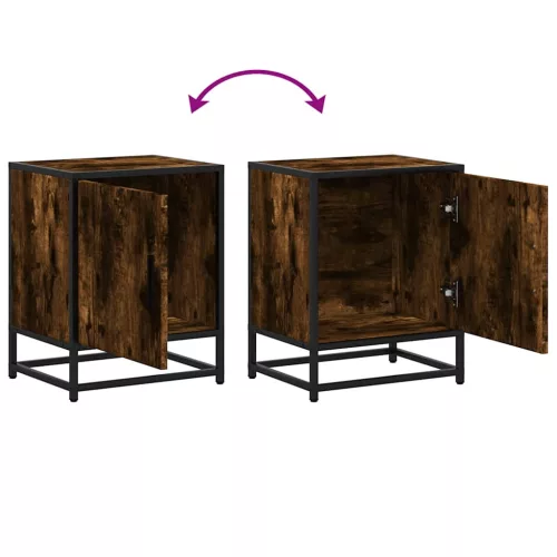 Éjjeliszekrények 2 db füstölt tölgy 40x31x50 cm Gépi fa és fém
