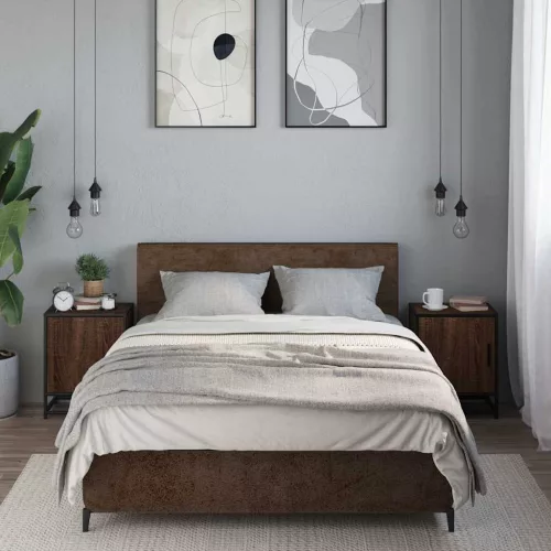 Éjjeliszekrények 2 db barna tölgy 40x31x50 cm műfából és fémből