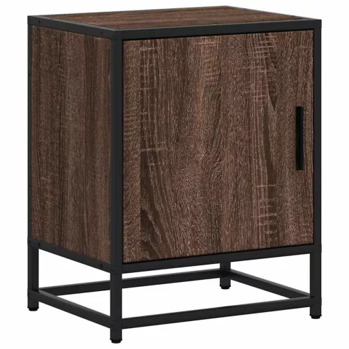 Éjjeliszekrények 2 db barna tölgy 40x31x50 cm műfából és fémből