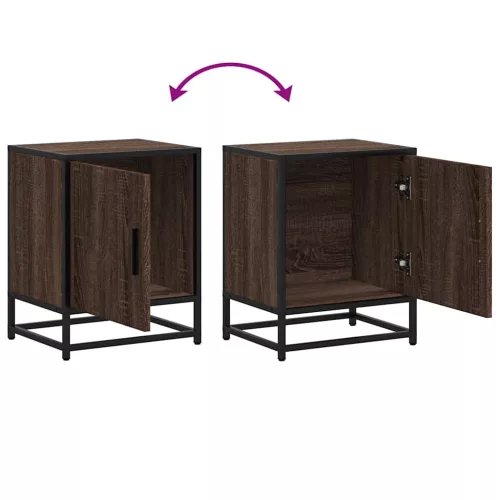Éjjeliszekrények 2 db barna tölgy 40x31x50 cm műfából és fémből
