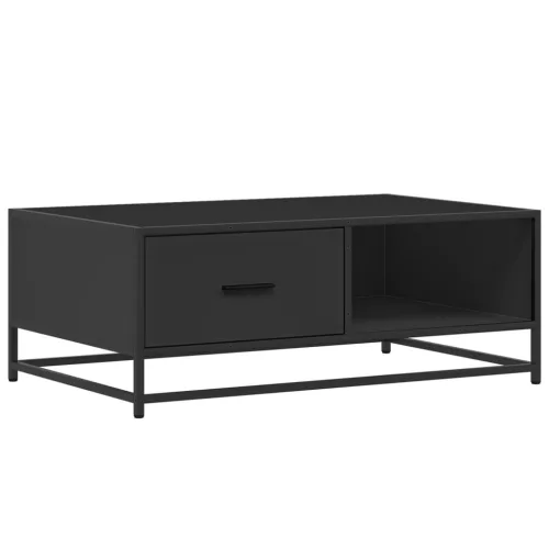 Fekete szerelt fa és fém dohányzóasztal 90 x 57 x 35 cm