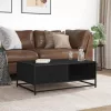 Fekete szerelt fa és fém dohányzóasztal 90 x 57 x 35 cm