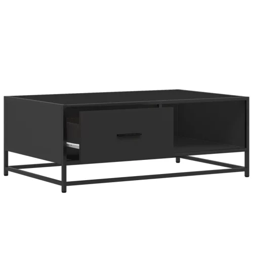 Fekete szerelt fa és fém dohányzóasztal 90 x 57 x 35 cm