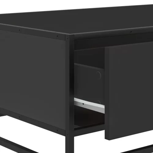 Fekete szerelt fa és fém dohányzóasztal 90 x 57 x 35 cm