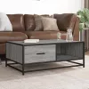 Szürke sonoma szerelt fa és fém dohányzóasztal 90 x 57 x 35 cm