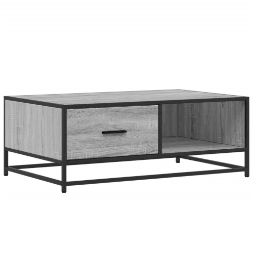 Szürke sonoma szerelt fa és fém dohányzóasztal 90 x 57 x 35 cm