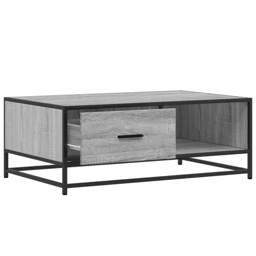 Szürke sonoma szerelt fa és fém dohányzóasztal 90 x 57 x 35 cm