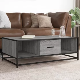   Szürke sonoma szerelt fa és fém dohányzóasztal 100 x 57 x 35 cm
