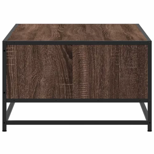 Barna tölgy színű szerelt fa és fém dohányzóasztal 100x57x35 cm
