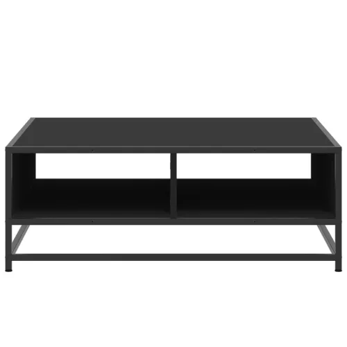 Fekete szerelt fa és fém dohányzóasztal 80 x 80 x 30 cm