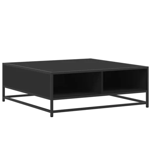 Fekete szerelt fa és fém dohányzóasztal 80 x 80 x 30 cm