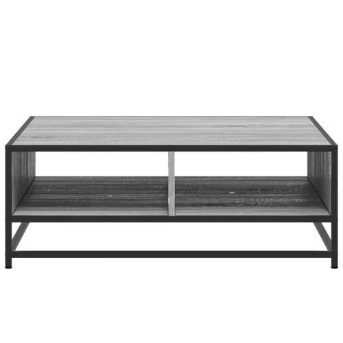 Szürke sonoma szerelt fa és fém dohányzóasztal 80 x 80 x 30 cm