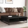 Fekete szerelt fa és fém dohányzóasztal 100 x 100 x 30 cm