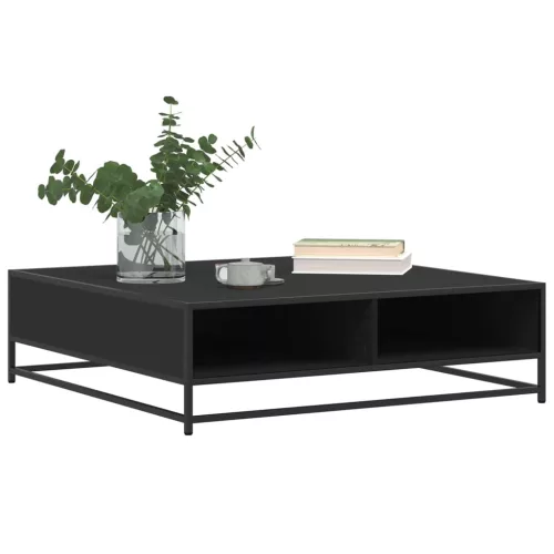 Fekete szerelt fa és fém dohányzóasztal 100 x 100 x 30 cm