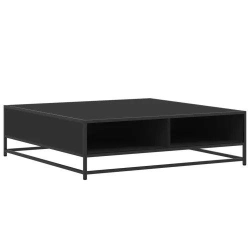 Fekete szerelt fa és fém dohányzóasztal 100 x 100 x 30 cm