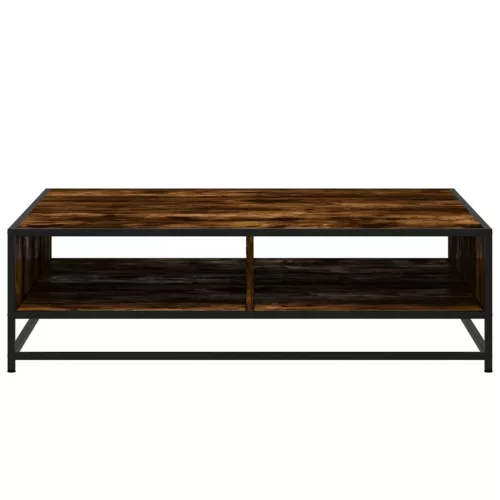 Füstös tölgy szerelt fa és fém dohányzóasztal 100 x 100 x 30 cm