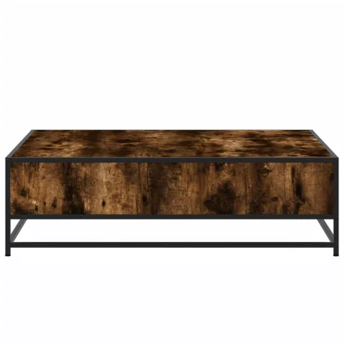 Füstös tölgy szerelt fa és fém dohányzóasztal 100 x 100 x 30 cm