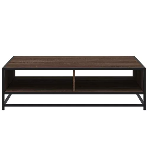 Barna tölgy szerelt fa és fém dohányzóasztal 100 x 100 x 30 cm