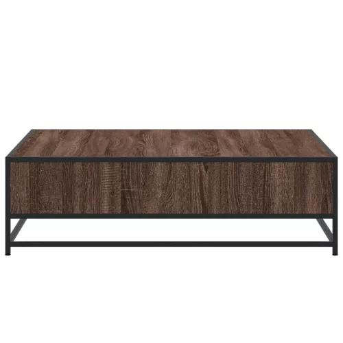Barna tölgy szerelt fa és fém dohányzóasztal 100 x 100 x 30 cm