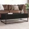 Fekete szerelt fa és fém dohányzóasztal 100 x 50 x 35 cm
