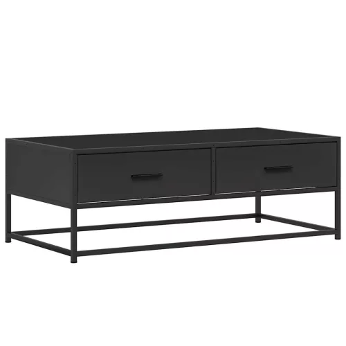 Fekete szerelt fa és fém dohányzóasztal 100 x 50 x 35 cm