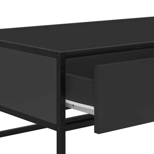 Fekete szerelt fa és fém dohányzóasztal 100 x 50 x 35 cm