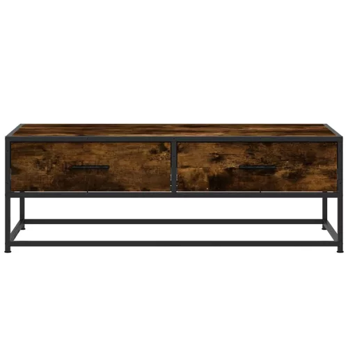 Füstös tölgy szerelt fa és fém dohányzóasztal 100 x 50 x 35 cm