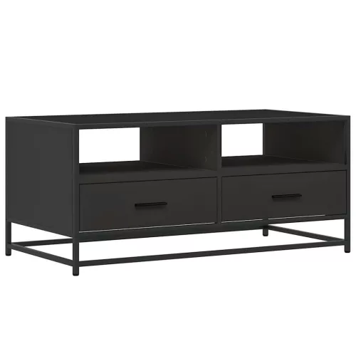 Fekete szerelt fa és fém dohányzóasztal 100 x 50 x 45 cm