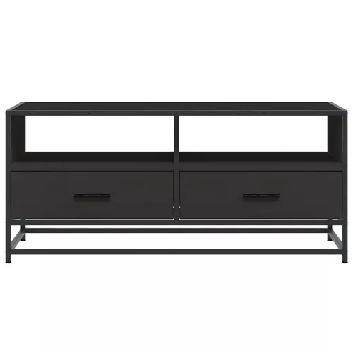 Fekete szerelt fa és fém dohányzóasztal 100 x 50 x 45 cm