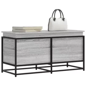   Szürke sonoma szerelt fa tárolóláda fedéllel 100x40x51,5 cm