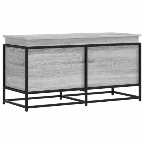 Szürke sonoma szerelt fa tárolóláda fedéllel 100x40x51,5 cm