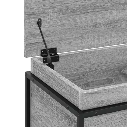 Szürke sonoma szerelt fa tárolóláda fedéllel 100x40x51,5 cm