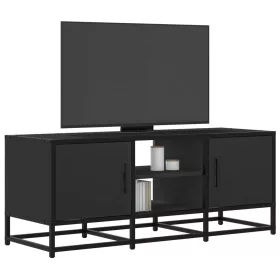 Fekete szerelt fa és fém TV-szekrény 100x35x41 cm