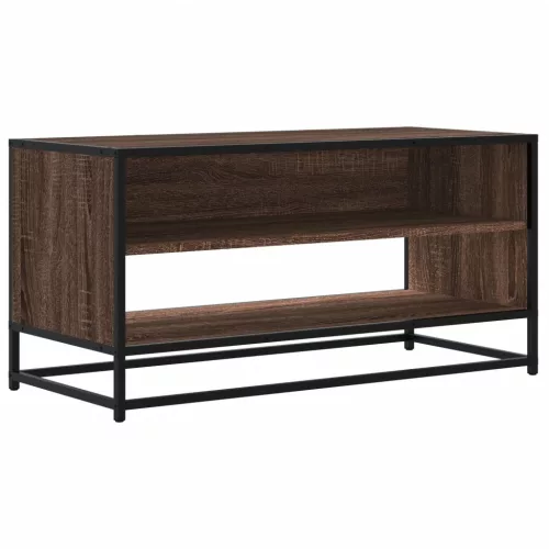 Barna tölgy színű szerelt fa és fém TV-szekrény 91x40x46 cm